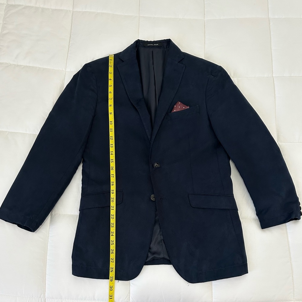 ZARA Jacket for Men, Navy Blue, Unique Suede-like Fabric 40R. New.